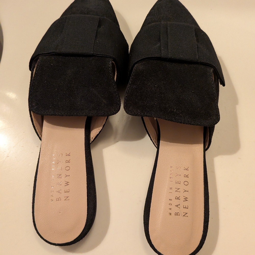BARNEYS NEW YORK Black Suede Mules | EUR 36